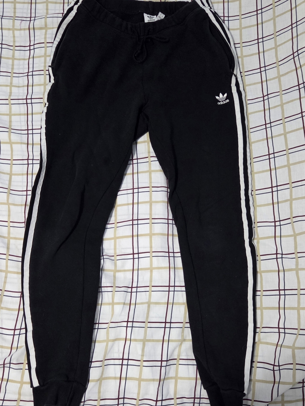 adidas Black Track Pants with White Side Stripes